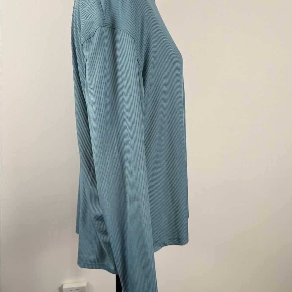 Danskin Teal Ribbed Long Sleeve Top - Picture 4 of 6
